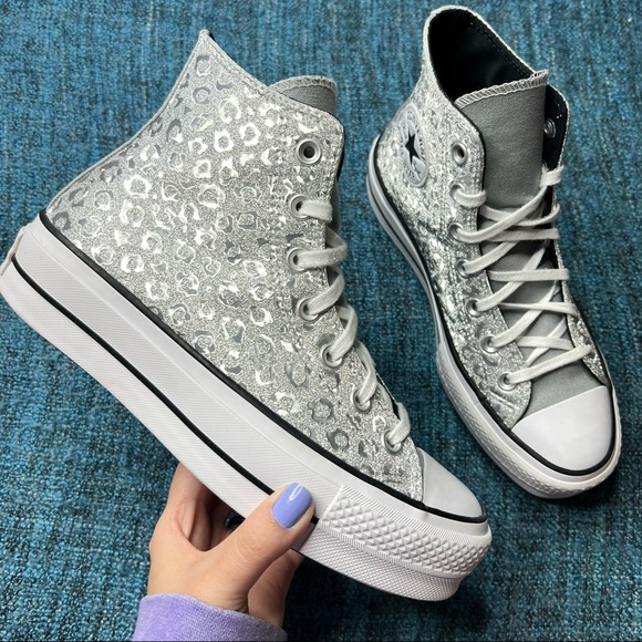 Converse Shoes Converse Ctas Lift Hi Platform Sneakers In Silver